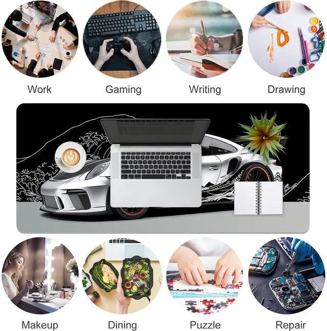 Alt view image 7 of 7 - Racing Car Mouse Pad Gaming Mousepad Non-Slip Rubber Base Keyboard Pad Desk Mat for Home Office, 31.5 x 11.8 in