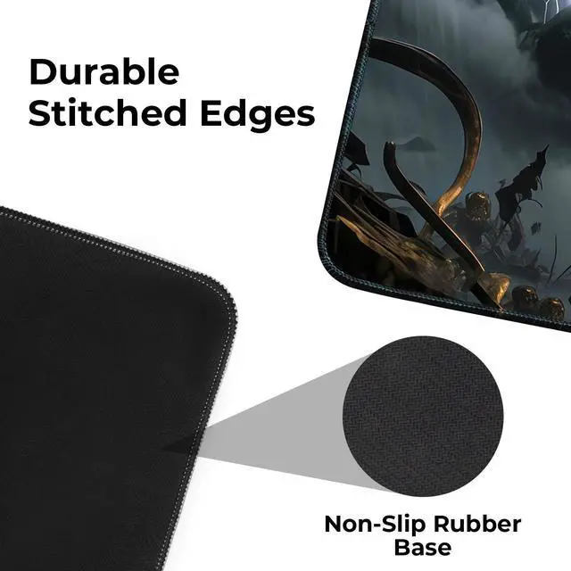 Alt view image 4 of 6 - Gaming Mouse Pad, Large Non-Slip Mousepad, Keyboard Mouse Pads, Extended Waterproof Mousepads with Stitched Edges, 31.5x15.7inch, Chinese Anime Shanhaijing Mythical Beast (Black)