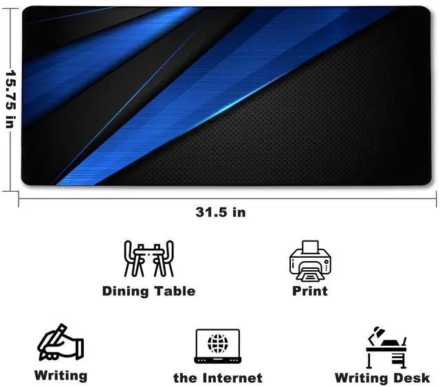 Alt view image 2 of 7 - Desk Pad, Large Gaming Mouse Pad,Extended Keyboard Mouse Mat Desk Pad with Non-Slip Rubber Base & Stitched Edge for Computers Laptop Desk Home Office Accessories,Black Blue