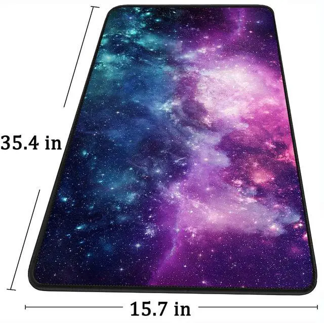 Alt view image 6 of 7 - Gaming Mouse Pad with Stitched Edges, (35.4X15.7In) Durable Non-Slip Natural Rubber Base, Waterproof Computer Keyboard Pad Mat for Esports Pros/Gamer/Desktop/Office/Home, Galaxy