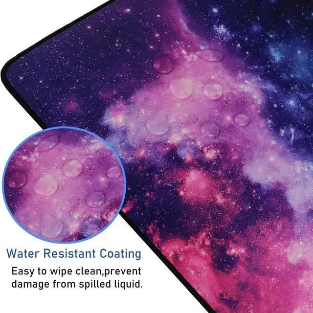 Alt view image 4 of 7 - Gaming Mouse Pad with Stitched Edges, (35.4X15.7In) Durable Non-Slip Natural Rubber Base, Waterproof Computer Keyboard Pad Mat for Esports Pros/Gamer/Desktop/Office/Home, Galaxy