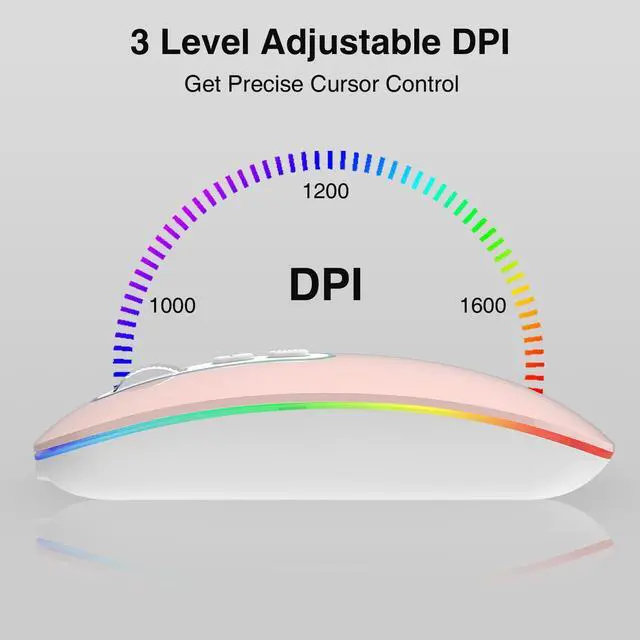 Alt view image 7 of 7 - Rechargeable Wireless Computer Mouse, Silent LED Mice for Home Office, Slim Lightweight Souris with USB Receiver for MacBook Air Laptop iPad PC Chromebook Notebook Tablet Window