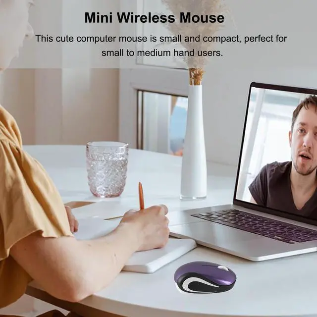 Alt view image 4 of 7 - Wireless Cute Mini Computer Mouse - Small Size, Portable, Compact Travel USB Optical Mice, 3 Buttons, 1000 DPI, Cordless for Laptop PC Computer Notebook MacBook, Kids & Girl Gift (Purple)