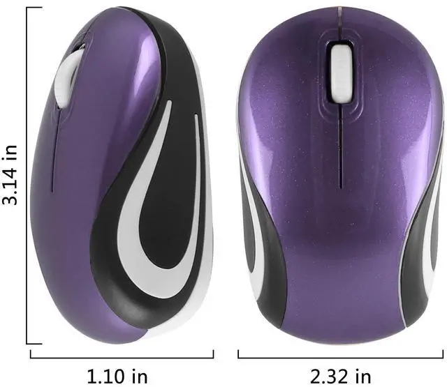 Alt view image 7 of 7 - Wireless Cute Mini Computer Mouse - Small Size, Portable, Compact Travel USB Optical Mice, 3 Buttons, 1000 DPI, Cordless for Laptop PC Computer Notebook MacBook, Kids & Girl Gift (Purple)