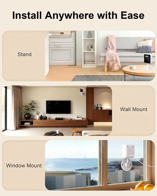 Alt view image 2 of 7 - 2K Indoor Security Camera (2-Pack), Dual-Band 2.4/5GHz WiFi Pet & Baby Monitor, AI Event Detection with Smart Search, Color Night Vision, 2-Way Audio, Human Detection, US App