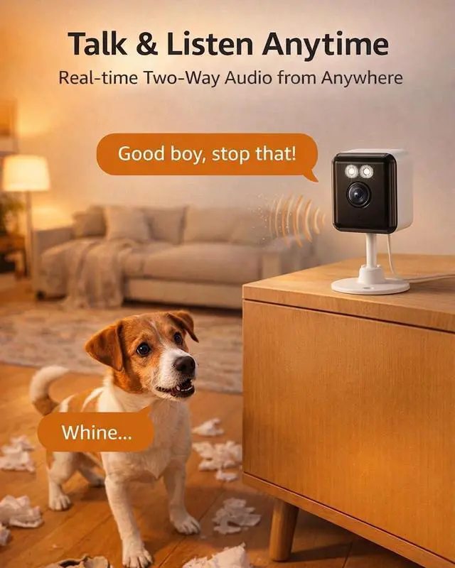 Alt view image 5 of 7 - 2K Indoor Security Camera (2-Pack), Dual-Band 2.4/5GHz WiFi Pet & Baby Monitor, AI Event Detection with Smart Search, Color Night Vision, 2-Way Audio, Human Detection, US App