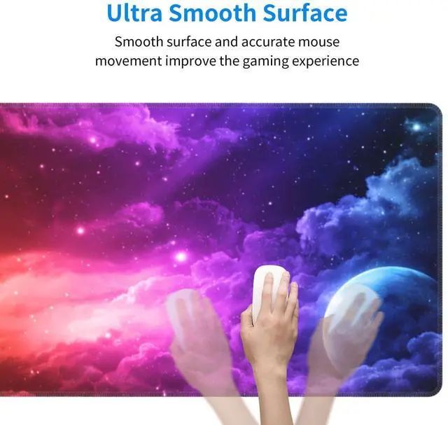 Alt view image 3 of 7 - Colorful Galaxy Extended Gaming Mouse Pad 31.5" x 11.8", Large Desk Mat with Non-Slip Rubber Base and Stitched Edges for Keyboard and Mouse Office & Gaming Mousepad