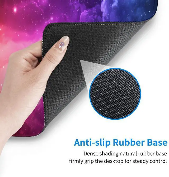 Alt view image 4 of 7 - Colorful Galaxy Extended Gaming Mouse Pad 31.5" x 11.8", Large Desk Mat with Non-Slip Rubber Base and Stitched Edges for Keyboard and Mouse Office & Gaming Mousepad