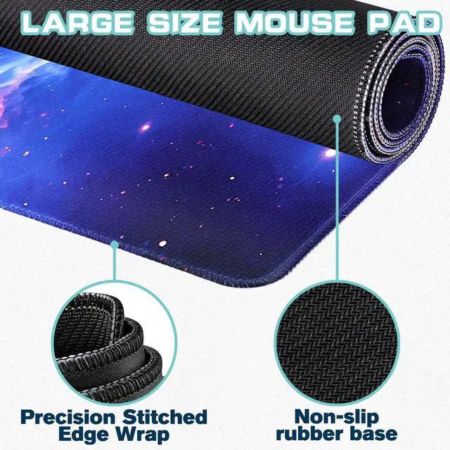 Alt view image 2 of 7 - Mouse Pad Gaming - Desk Mat for Keyboard and Mouse - Purple Galaxy Space Large Mouse Pads for Desk, Gaming Mousepad with Non-Slip Base, Desks Pad (31.5" X 11.8") for Game, Office and Home