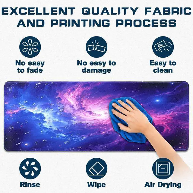 Alt view image 3 of 7 - Mouse Pad Gaming - Desk Mat for Keyboard and Mouse - Purple Galaxy Space Large Mouse Pads for Desk, Gaming Mousepad with Non-Slip Base, Desks Pad (31.5" X 11.8") for Game, Office and Home