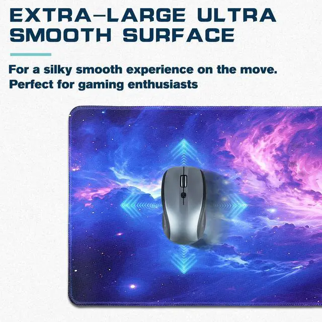 Alt view image 4 of 7 - Mouse Pad Gaming - Desk Mat for Keyboard and Mouse - Purple Galaxy Space Large Mouse Pads for Desk, Gaming Mousepad with Non-Slip Base, Desks Pad (31.5" X 11.8") for Game, Office and Home