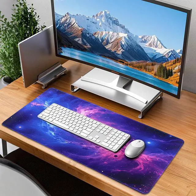 Alt view image 7 of 7 - Mouse Pad Gaming - Desk Mat for Keyboard and Mouse - Purple Galaxy Space Large Mouse Pads for Desk, Gaming Mousepad with Non-Slip Base, Desks Pad (31.5" X 11.8") for Game, Office and Home