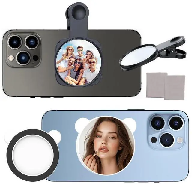Main image of 2 Sets Magnetic Selfie Mirror for Back Camera, Compatible with Magsafe Case & All Phones, Convex Cell Phone Mirror for Selfie & Vlogging & Streaming, See How You Look in The Back Camera