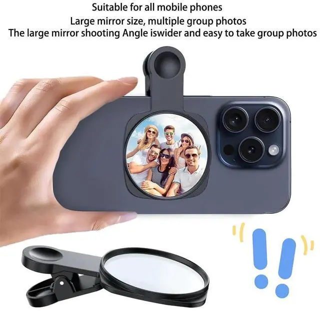 Alt view image 4 of 7 - 2 Sets Magnetic Selfie Mirror for Back Camera, Compatible with Magsafe Case & All Phones, Convex Cell Phone Mirror for Selfie & Vlogging & Streaming, See How You Look in The Back Camera