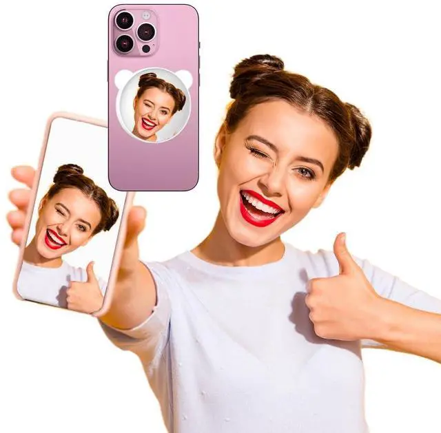 Alt view image 6 of 7 - 2 Sets Magnetic Selfie Mirror for Back Camera, Compatible with Magsafe Case & All Phones, Convex Cell Phone Mirror for Selfie & Vlogging & Streaming, See How You Look in The Back Camera