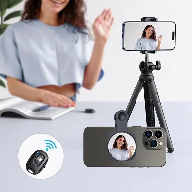 Alt view image 7 of 7 - 2 Sets Magnetic Selfie Mirror for Back Camera, Compatible with Magsafe Case & All Phones, Convex Cell Phone Mirror for Selfie & Vlogging & Streaming, See How You Look in The Back Camera