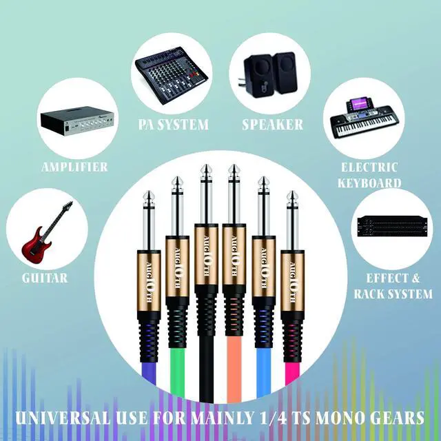 Alt view image 3 of 5 - Guitar Cable 10 ft, Stage Electric Instrument Bass Cable AMP Cord 1/4 Straight to Straight Black