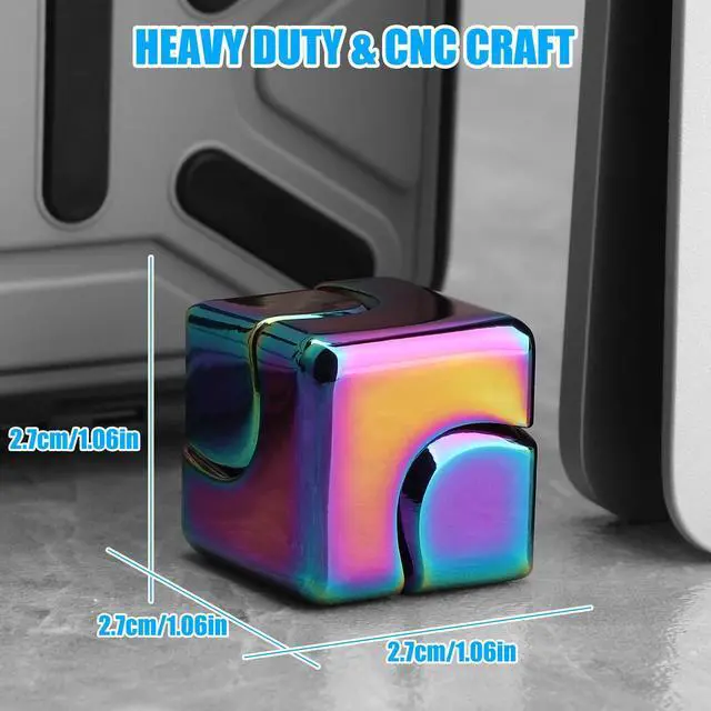 Alt view image 2 of 7 - Infinity Gear Fidget Cube Spinner for Kid Adult, Transformable Spinning Top Metallic Fidget Toys for Anti-Anxiety Stress Relief Autism Finger Hand Spinner, 2-in-1 Cube Toy for Desk Office Classroom