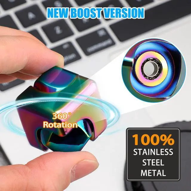 Alt view image 3 of 7 - Infinity Gear Fidget Cube Spinner for Kid Adult, Transformable Spinning Top Metallic Fidget Toys for Anti-Anxiety Stress Relief Autism Finger Hand Spinner, 2-in-1 Cube Toy for Desk Office Classroom