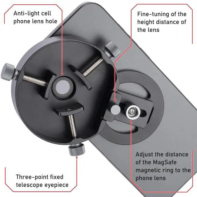 Alt view image 4 of 7 - for Magsafe Digiscoping Adapter,Fits Telescope or Spotting Scope 2.5" Eyepiece Max,Magnetic Attachment for iPhone 12/13/14/15/16/17 Pro Max Magnetic Case