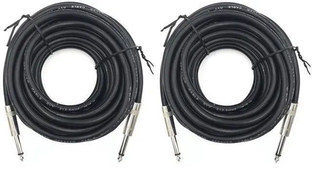 Main image of 2 Pack 15ft 1/4 Inch to 1/4 Inch Male Speaker Cable, 15 feet 6.35mm Stereo Audio Connection Cord, 12 Gauge AWG Wire