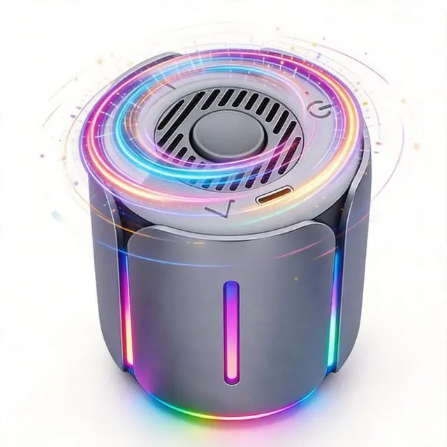Main image of Interactive Spinning Bluetooth Speaker with RGB Light Metal Fingertip Gyro Desk Gadget, Portable LED Night Light Speaker, USB-C Rechargeable Mini Wireless Speaker for Phone, Gaming Room & Office