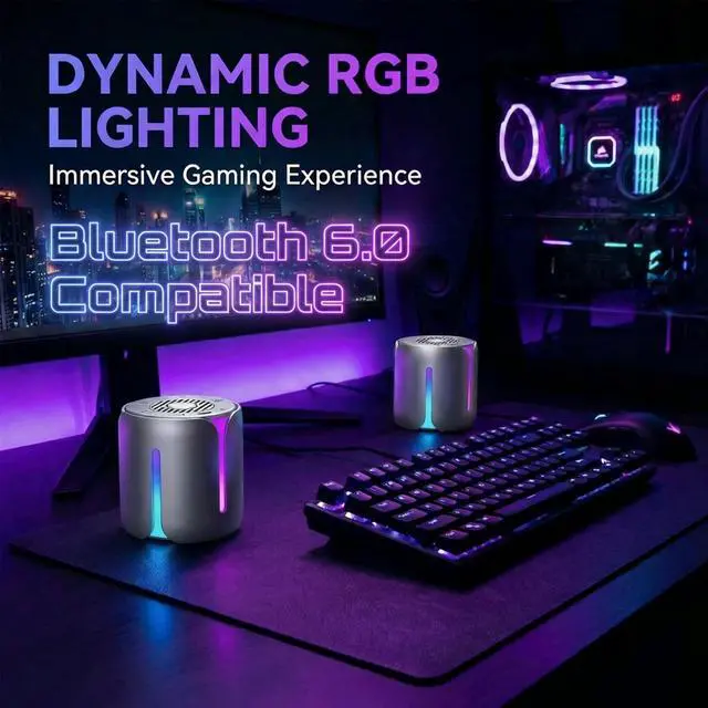 Alt view image 2 of 7 - Interactive Spinning Bluetooth Speaker with RGB Light Metal Fingertip Gyro Desk Gadget, Portable LED Night Light Speaker, USB-C Rechargeable Mini Wireless Speaker for Phone, Gaming Room & Office
