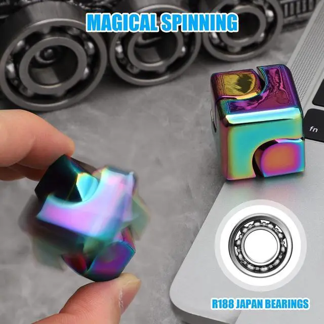 Alt view image 6 of 7 - Infinity Gear Fidget Cube Spinner for Kid Adult, Transformable Spinning Top Metallic Fidget Toys for Anti-Anxiety Stress Relief Autism Finger Hand Spinner, 2-in-1 Cube Toy for Desk Office Classroom