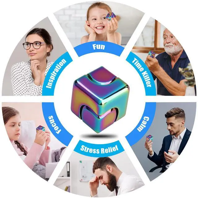 Alt view image 7 of 7 - Infinity Gear Fidget Cube Spinner for Kid Adult, Transformable Spinning Top Metallic Fidget Toys for Anti-Anxiety Stress Relief Autism Finger Hand Spinner, 2-in-1 Cube Toy for Desk Office Classroom