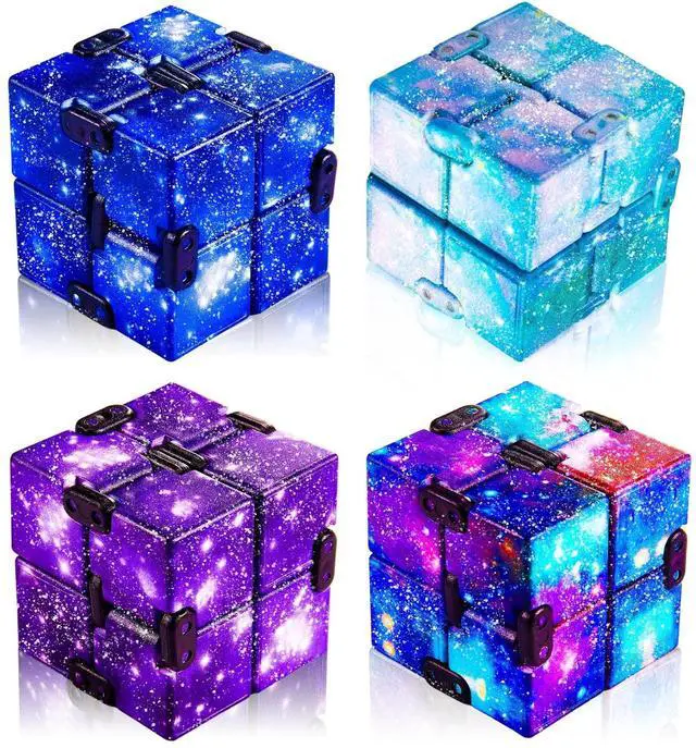 Main image of Cube Anxiety Relief Toy Hand Held Magic Sensory Stress Cube Toy for Adults Relieve Stress Christmas Party Favors(4 Pcs,Starry)