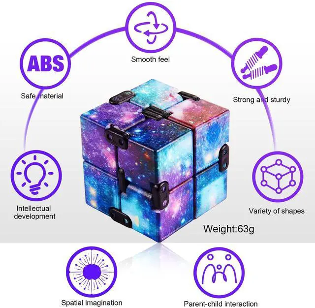 Alt view image 4 of 7 - Cube Anxiety Relief Toy Hand Held Magic Sensory Stress Cube Toy for Adults Relieve Stress Christmas Party Favors(4 Pcs,Starry)