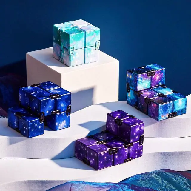 Alt view image 5 of 7 - Cube Anxiety Relief Toy Hand Held Magic Sensory Stress Cube Toy for Adults Relieve Stress Christmas Party Favors(4 Pcs,Starry)