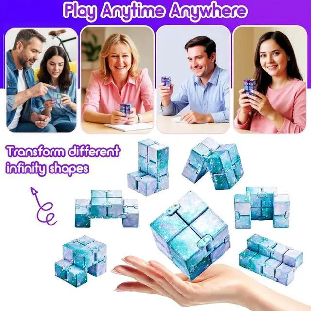 Alt view image 6 of 7 - Cube Anxiety Relief Toy Hand Held Magic Sensory Stress Cube Toy for Adults Relieve Stress Christmas Party Favors(4 Pcs,Starry)