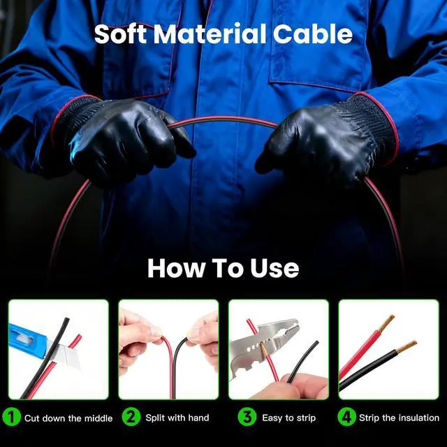 Alt view image 3 of 7 - 16 Gauge Wire 100FT 12V/24V DC Low Voltage Electrical Wire 2 Conductors Cable Flexible PVC Jacket Copper Clad Aluminum Extension Cord for Speaker, LED Strips, Automotive,Business