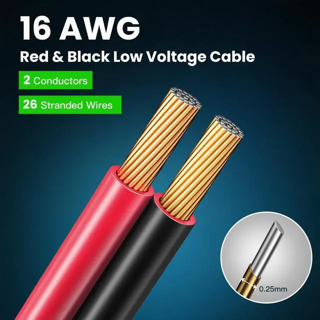 Alt view image 5 of 7 - 16 Gauge Wire 100FT 12V/24V DC Low Voltage Electrical Wire 2 Conductors Cable Flexible PVC Jacket Copper Clad Aluminum Extension Cord for Speaker, LED Strips, Automotive,Business