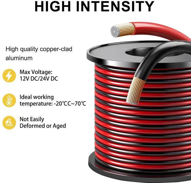 Alt view image 6 of 6 - 18 Gauge Wire,150FT 18/2 Red Black Electrical Wire Hookup Extension Cord 12/24V 2 Cable 18AWG for LED Ribbon Lamp Strip Tape Lights