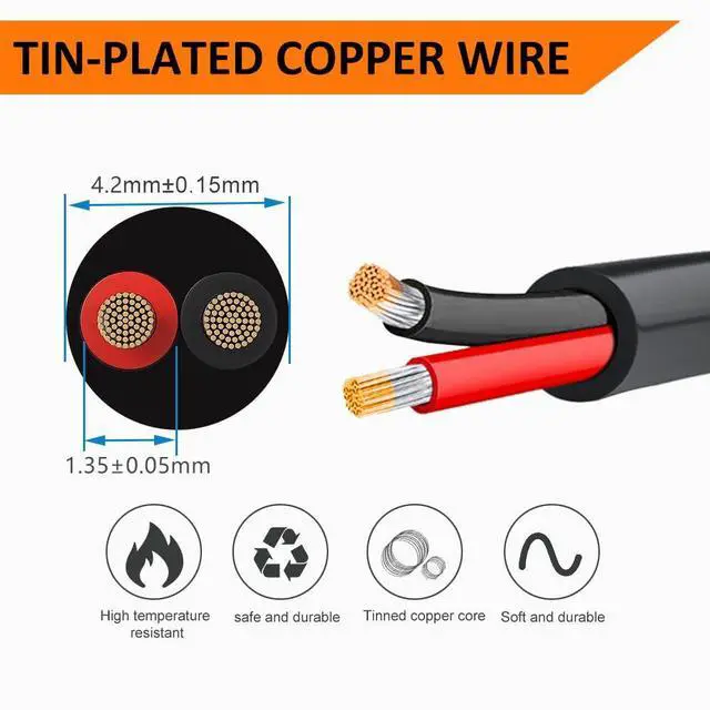 Alt view image 2 of 6 - 22 Gauge 2 Conductor Electrical Wire, 100FT Black Stranded Low Voltage 22/2 Cable PVC Case, Flexible Extension Power Cord for LED Lamp, Automotive, Boat, Electronic