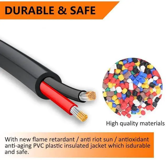 Alt view image 3 of 6 - 22 Gauge 2 Conductor Electrical Wire, 100FT Black Stranded Low Voltage 22/2 Cable PVC Case, Flexible Extension Power Cord for LED Lamp, Automotive, Boat, Electronic
