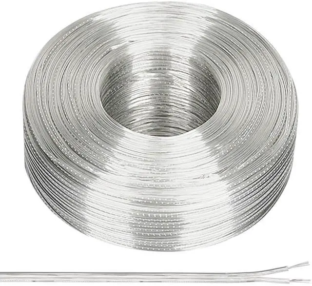 Main image of 32.8Ft 24/2 PVC Covered Copper Wire, 300V Soft Speaker Wire Insulated Heat Resistant Electronical Flexible Cable for LED Light Strip Audio Speaker Sound System, Clear, UL Listed