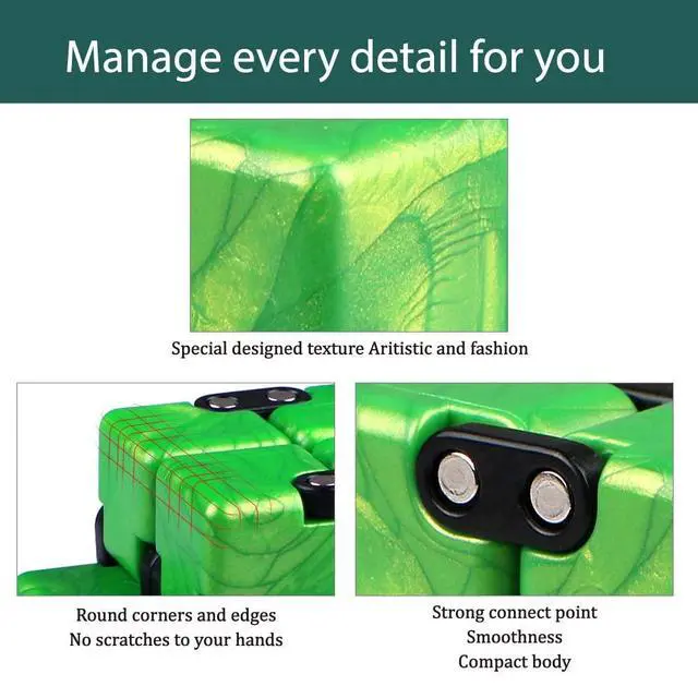 Alt view image 3 of 7 - Upgraded Infinity Cube Fidget Toy,Cool Mini Gadget Best for Stress and Anxiety Relief and Kill Time, Special Designed Texture Artistic and Fashion(Sapphire)