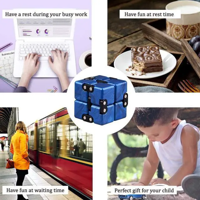 Alt view image 7 of 7 - Upgraded Infinity Cube Fidget Toy,Cool Mini Gadget Best for Stress and Anxiety Relief and Kill Time, Special Designed Texture Artistic and Fashion(Sapphire)