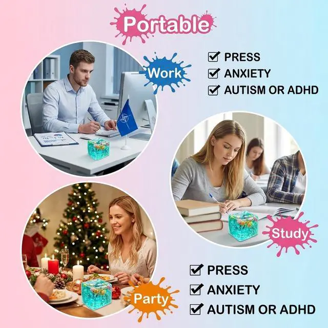 Alt view image 4 of 7 - Fidget Ice Cube, Fidget Toys, 1.96 Inch Stress Relief and Focus Enhancement Tool, Cube Sensory Toy for Office Workers, Portable Sensory Fidget Cube