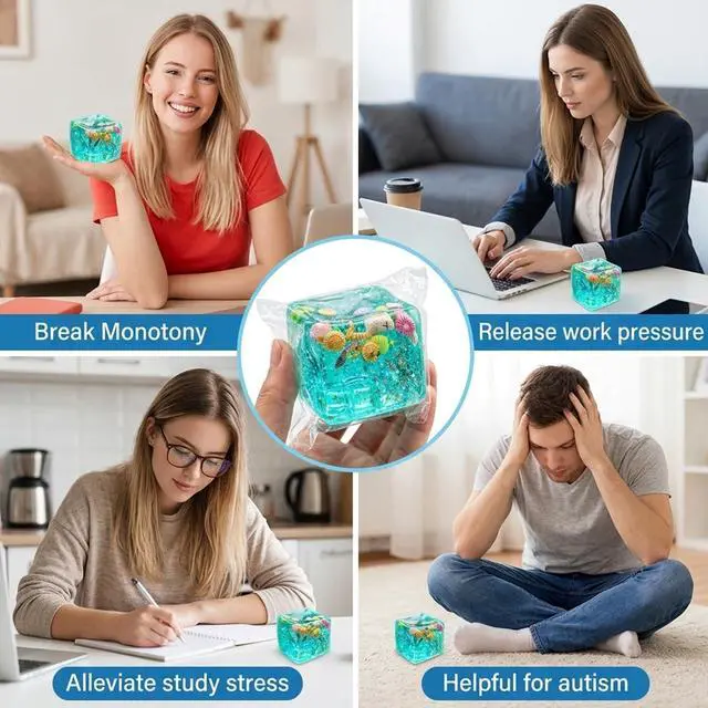 Alt view image 7 of 7 - Fidget Ice Cube, Fidget Toys, 1.96 Inch Stress Relief and Focus Enhancement Tool, Cube Sensory Toy for Office Workers, Portable Sensory Fidget Cube