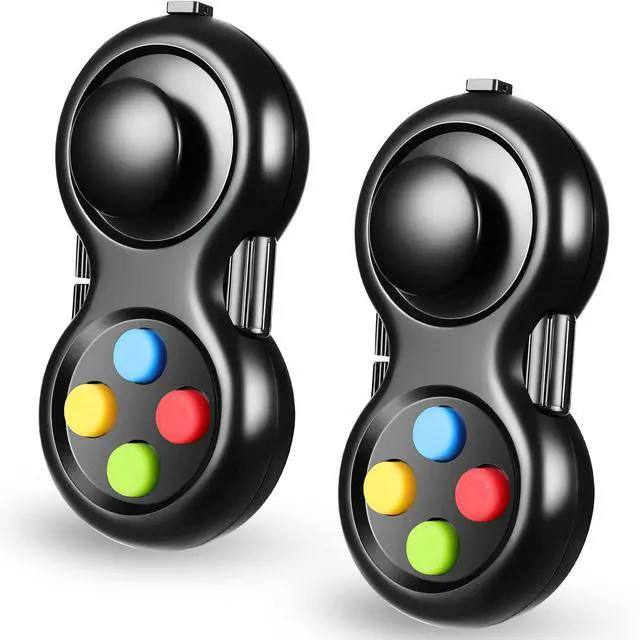 Main image of 2 Pcs Fidget Toys for Adults Controller Fidget Pad Stress Relief Cube Clicker Game Controller Sensory Educational Toy for ADHD Autism Relief Stress Anxiety(Black Style)
