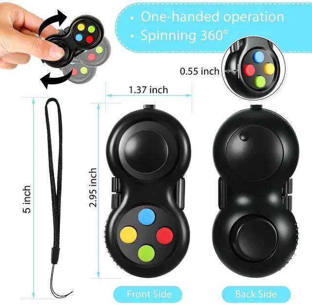 Alt view image 2 of 6 - 2 Pcs Fidget Toys for Adults Controller Fidget Pad Stress Relief Cube Clicker Game Controller Sensory Educational Toy for ADHD Autism Relief Stress Anxiety(Black Style)