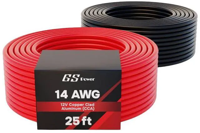 Main image of 50ft CCA 14 Gauge Wire Automotive, 25ft Roll, 2 Colors, 14 AWG 12v, Speaker Electrical Wire Low Voltage Primary for Car Stereo Audio Trailer Harness Hookup Wiring DIY