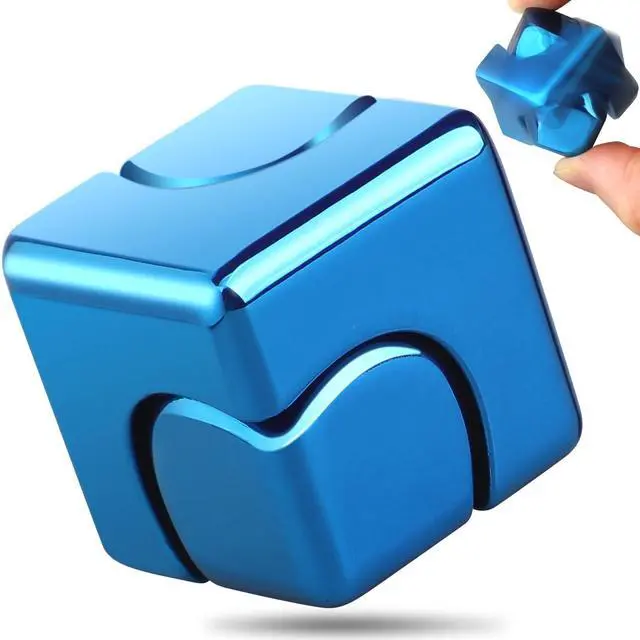 Main image of Infinity Cube Fidget Spinner Toy for Kid Adult, Metal Fidget Block Sensory Focus Toy for Boy Girl 3-12, Finger Gyro Stress Relief Easter Stuff EDC Desktop (Blue)