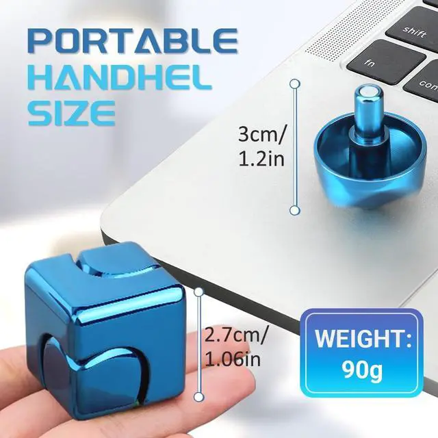 Alt view image 3 of 7 - Infinity Cube Fidget Spinner Toy for Kid Adult, Metal Fidget Block Sensory Focus Toy for Boy Girl 3-12, Finger Gyro Stress Relief Easter Stuff EDC Desktop (Blue)