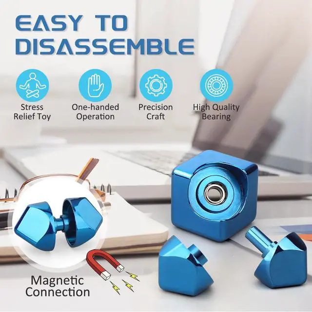 Alt view image 6 of 7 - Infinity Cube Fidget Spinner Toy for Kid Adult, Metal Fidget Block Sensory Focus Toy for Boy Girl 3-12, Finger Gyro Stress Relief Easter Stuff EDC Desktop (Blue)