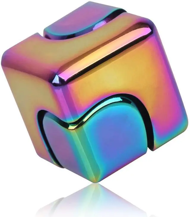 Main image of Fidget Cube Spinner Anti-Anxiety Focusing Fidget Toys EDC Fidgets Spinner 4-in-1 Toy Metallic Focus Toy Cube Finger Top Desktop ADHD Stress Relieve Toys for Kids and Adults (Rainblow)